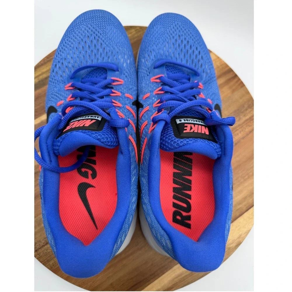 Nike‎ Lunarglide 8 Women's Size 9 1/2 Blue Pink Running Shoes 0390